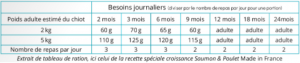 besoins journaliers chiots